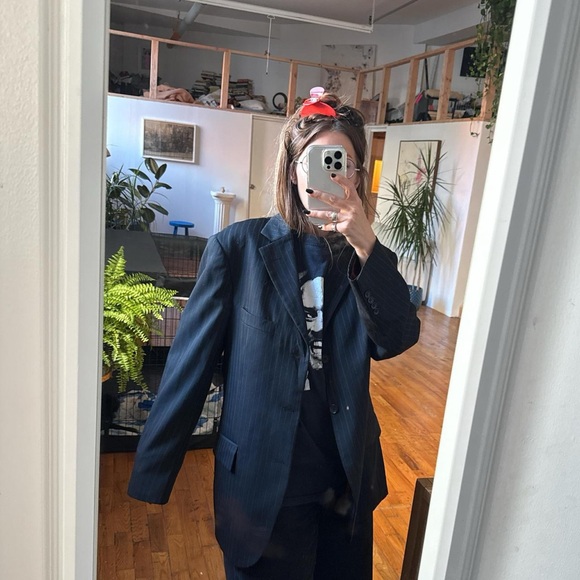 Pinstriped red and black blazer / suit jacket